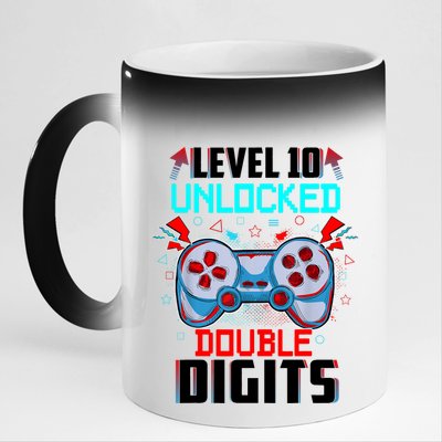 10th Birthday Gift For Boys Double Digits 10 Year Old Gifts Gamer Gift 11oz Black Color Changing Mug