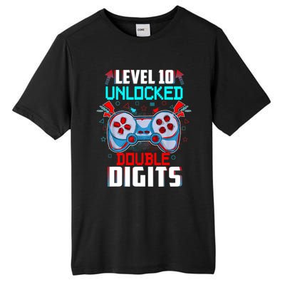 10th Birthday Gift For Boys Double Digits 10 Year Old Gifts Gamer Gift Tall Fusion ChromaSoft Performance T-Shirt