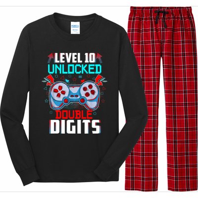 10th Birthday Gift For Boys Double Digits 10 Year Old Gifts Gamer Gift Long Sleeve Pajama Set