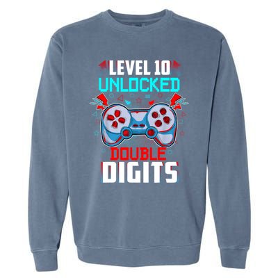 10th Birthday Gift For Boys Double Digits 10 Year Old Gifts Gamer Gift Garment-Dyed Sweatshirt