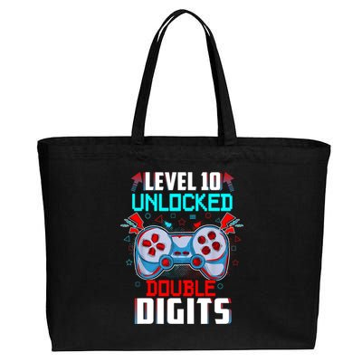 10th Birthday Gift For Boys Double Digits 10 Year Old Gifts Gamer Gift Cotton Canvas Jumbo Tote