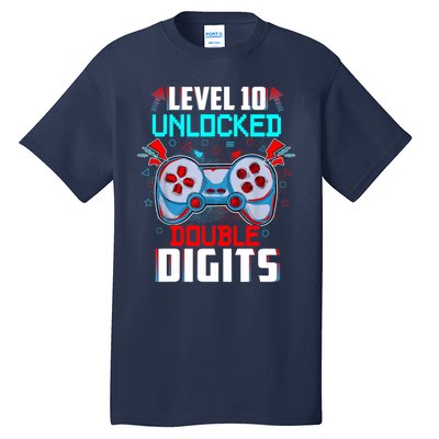 10th Birthday Gift For Boys Double Digits 10 Year Old Gifts Gamer Gift Tall T-Shirt