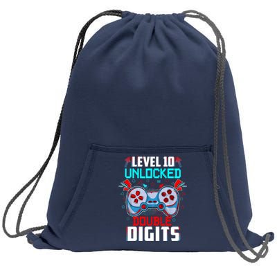 10th Birthday Gift For Boys Double Digits 10 Year Old Gifts Gamer Gift Sweatshirt Cinch Pack Bag