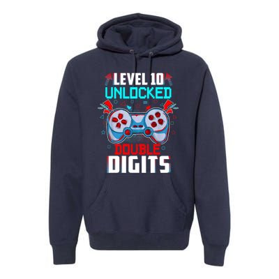 10th Birthday Gift For Boys Double Digits 10 Year Old Gifts Gamer Gift Premium Hoodie