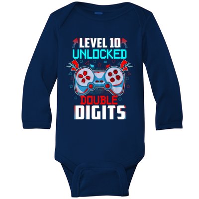 10th Birthday Gift For Boys Double Digits 10 Year Old Gifts Gamer Gift Baby Long Sleeve Bodysuit