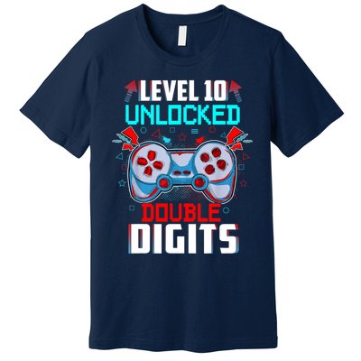 10th Birthday Gift For Boys Double Digits 10 Year Old Gifts Gamer Gift Premium T-Shirt