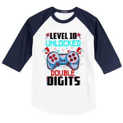 10th Birthday Gift For Boys Double Digits 10 Year Old Gifts Gamer Gift Baseball Sleeve Shirt