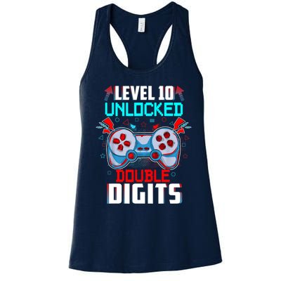 10th Birthday Gift For Boys Double Digits 10 Year Old Gifts Gamer Gift Women's Racerback Tank