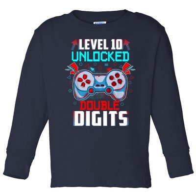 10th Birthday Gift For Boys Double Digits 10 Year Old Gifts Gamer Gift Toddler Long Sleeve Shirt