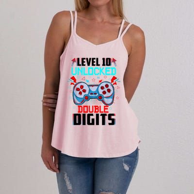 10th Birthday Gift For Boys Double Digits 10 Year Old Gifts Gamer Gift Women's Strappy Tank