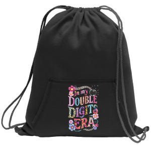 10th Birthday Girl In My Double Digits Era Retro 10 Year Old Sweatshirt Cinch Pack Bag