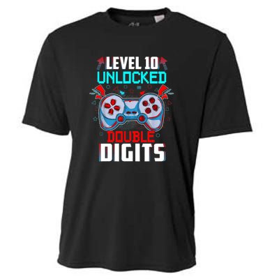 10th Birthday Gift For Double Digits 10 Year Old Gifts Gamer Gift Cooling Performance Crew T-Shirt