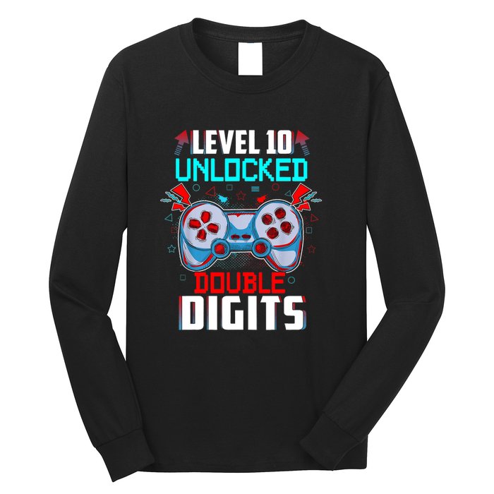 10th Birthday Gift For Double Digits 10 Year Old Gifts Gamer Gift Long Sleeve Shirt