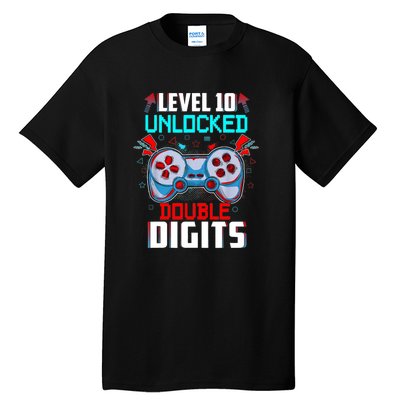 10th Birthday Gift For Double Digits 10 Year Old Gifts Gamer Gift Tall T-Shirt