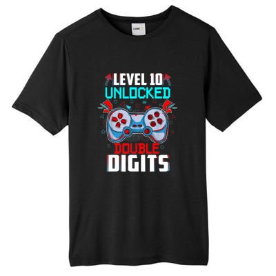 10th Birthday Gift For Double Digits 10 Year Old Gifts Gamer Gift Tall Fusion ChromaSoft Performance T-Shirt