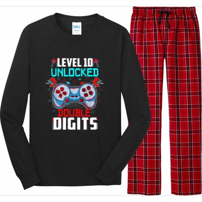 10th Birthday Gift For Double Digits 10 Year Old Gifts Gamer Gift Long Sleeve Pajama Set