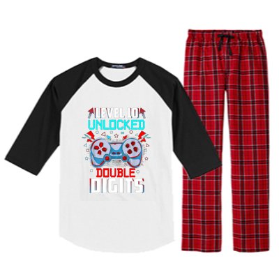 10th Birthday Gift For Double Digits 10 Year Old Gifts Gamer Gift Raglan Sleeve Pajama Set