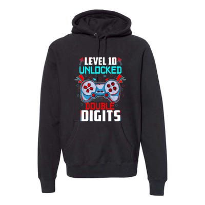 10th Birthday Gift For Double Digits 10 Year Old Gifts Gamer Gift Premium Hoodie