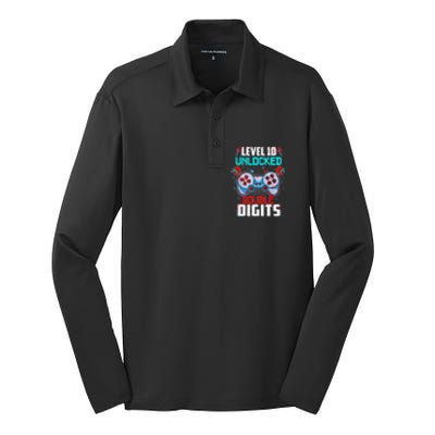 10th Birthday Gift For Double Digits 10 Year Old Gifts Gamer Gift Silk Touch Performance Long Sleeve Polo