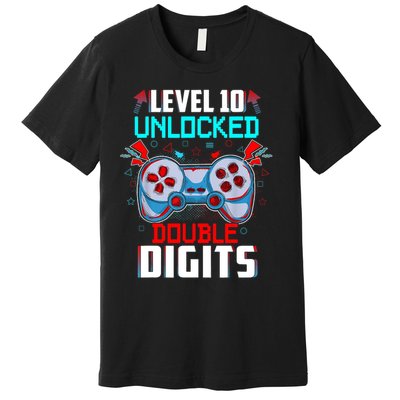 10th Birthday Gift For Double Digits 10 Year Old Gifts Gamer Gift Premium T-Shirt