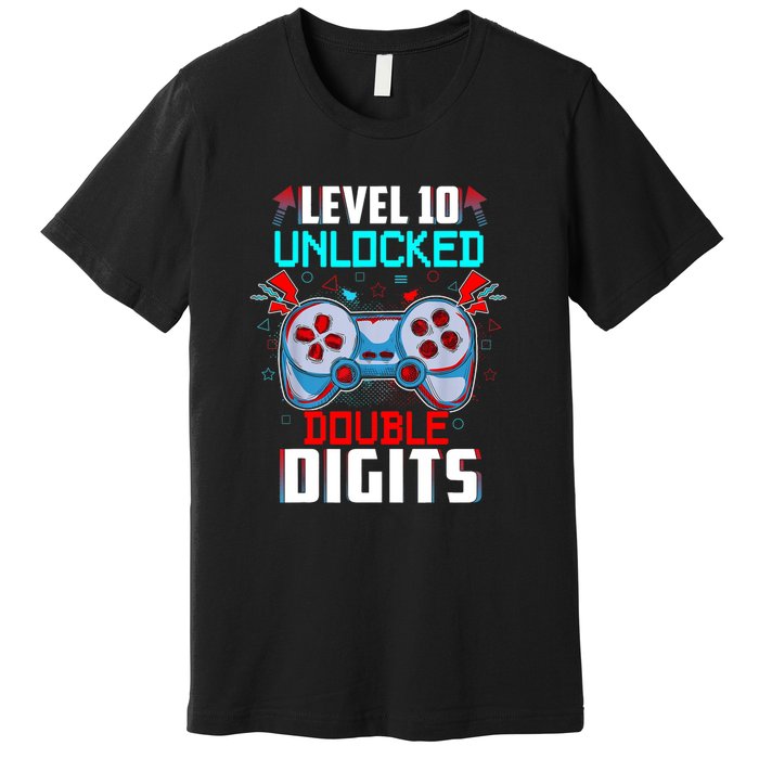 10th Birthday Gift For Double Digits 10 Year Old Gifts Gamer Gift Premium T-Shirt