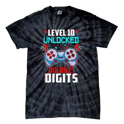 10th Birthday Gift For Double Digits 10 Year Old Gifts Gamer Gift Tie-Dye T-Shirt