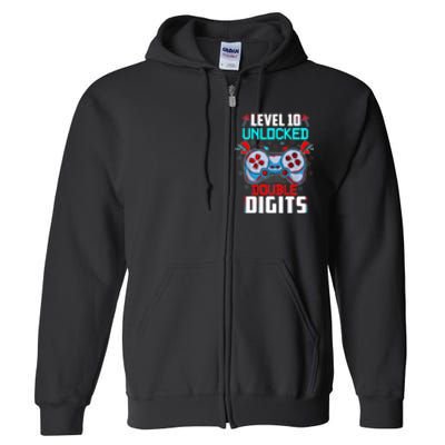 10th Birthday Gift For Double Digits 10 Year Old Gifts Gamer Gift Full Zip Hoodie