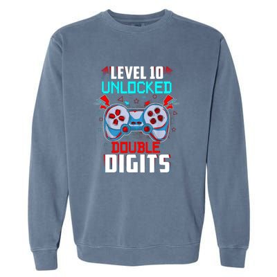 10th Birthday Gift For Double Digits 10 Year Old Gifts Gamer Gift Garment-Dyed Sweatshirt