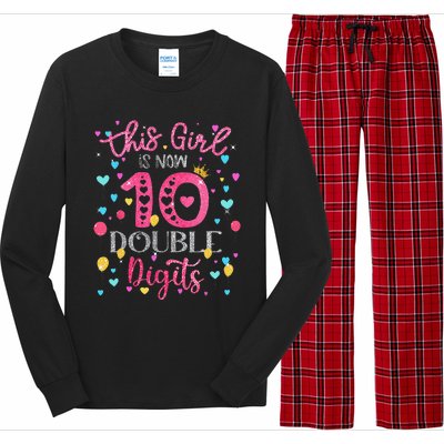 10th Birthday Gift This Is Now 10 Double Digits Long Sleeve Pajama Set