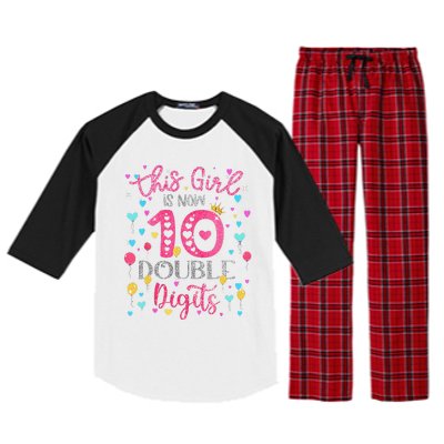 10th Birthday Gift This Is Now 10 Double Digits Raglan Sleeve Pajama Set