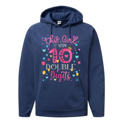 10th Birthday Gift This Is Now 10 Double Digits Performance Fleece Hoodie