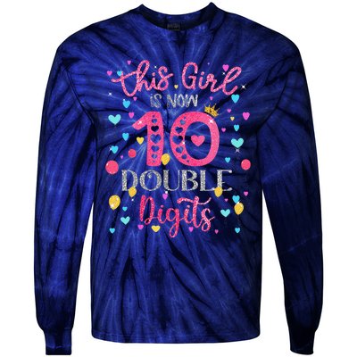 10th Birthday Gift This Is Now 10 Double Digits Tie-Dye Long Sleeve Shirt