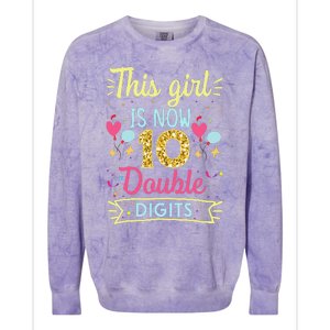 10th Birthday Gift This Is Now 10 Double Digits Colorblast Crewneck Sweatshirt