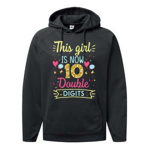 10th Birthday Gift This Is Now 10 Double Digits Performance Fleece Hoodie