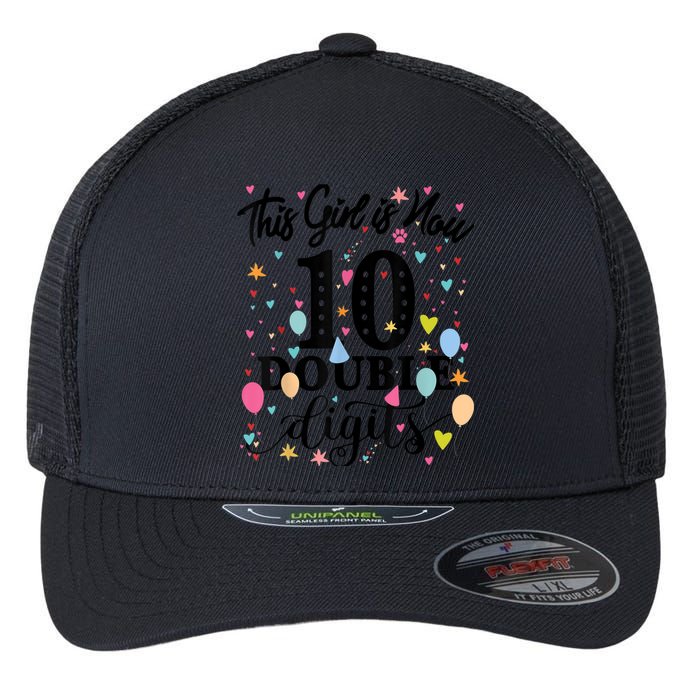 10th Birthday Gifts Shirt This Girl Is Now 10 Double Digits Flexfit Unipanel Trucker Cap