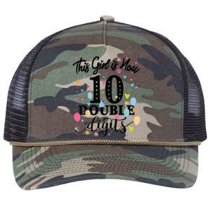 10th Birthday Gifts Shirt This Girl Is Now 10 Double Digits Retro Rope Trucker Hat Cap