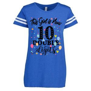 10th Birthday Gifts Shirt This Girl Is Now 10 Double Digits Enza Ladies Jersey Football T-Shirt