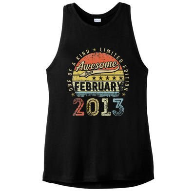 10th Birthday Gift Awesome Since February 2013 10 Year Old Cute Ladies PosiCharge Tri-Blend Wicking Tank