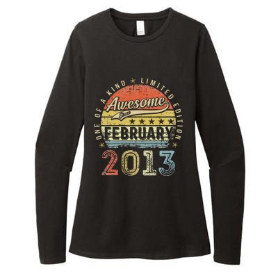 10th Birthday Gift Awesome Since February 2013 10 Year Old Cute Womens CVC Long Sleeve Shirt