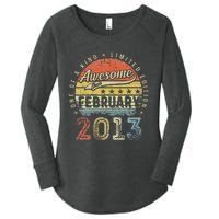 10th Birthday Gift Awesome Since February 2013 10 Year Old Cute Women's Perfect Tri Tunic Long Sleeve Shirt