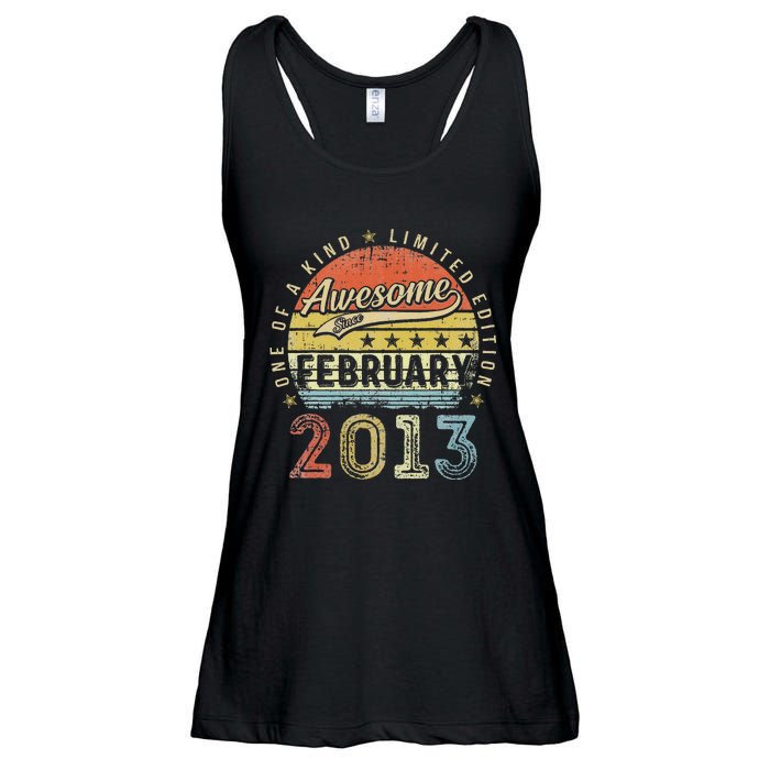 10th Birthday Gift Awesome Since February 2013 10 Year Old Cute Ladies Essential Flowy Tank