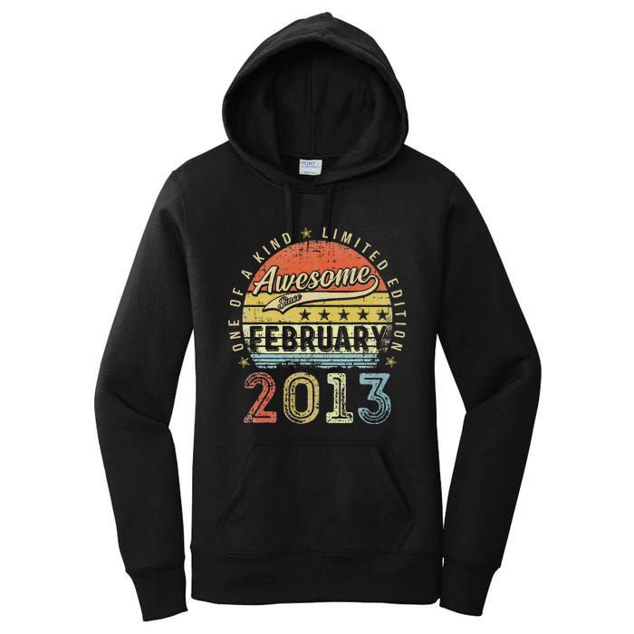 10th Birthday Gift Awesome Since February 2013 10 Year Old Cute Women's Pullover Hoodie