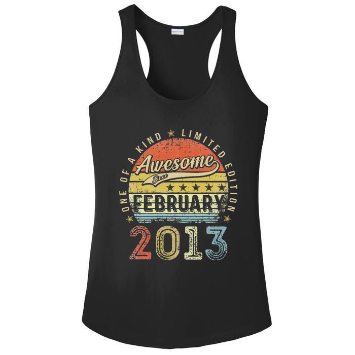 10th Birthday Gift Awesome Since February 2013 10 Year Old Cute Ladies PosiCharge Competitor Racerback Tank