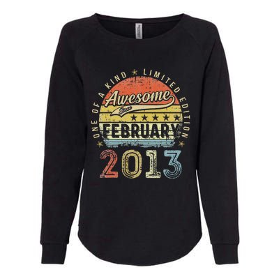 10th Birthday Gift Awesome Since February 2013 10 Year Old Cute Womens California Wash Sweatshirt