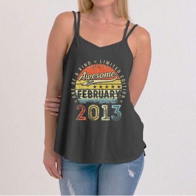 10th Birthday Gift Awesome Since February 2013 10 Year Old Cute Women's Strappy Tank