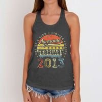 10th Birthday Gift Awesome Since February 2013 10 Year Old Cute Women's Knotted Racerback Tank