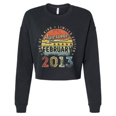 10th Birthday Gift Awesome Since February 2013 10 Year Old Cute Cropped Pullover Crew