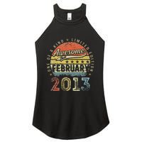 10th Birthday Gift Awesome Since February 2013 10 Year Old Cute Women's Perfect Tri Rocker Tank