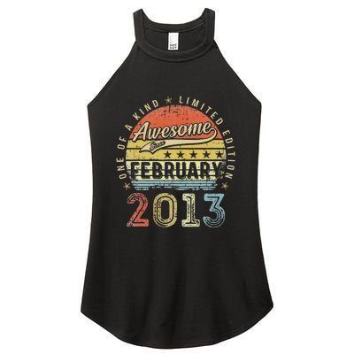 10th Birthday Gift Awesome Since February 2013 10 Year Old Cute Women's Perfect Tri Rocker Tank