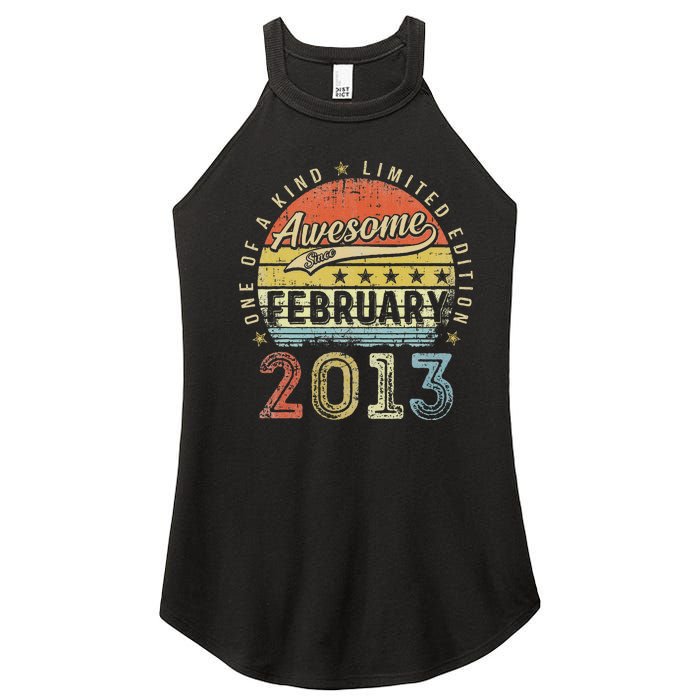 10th Birthday Gift Awesome Since February 2013 10 Year Old Cute Women's Perfect Tri Rocker Tank